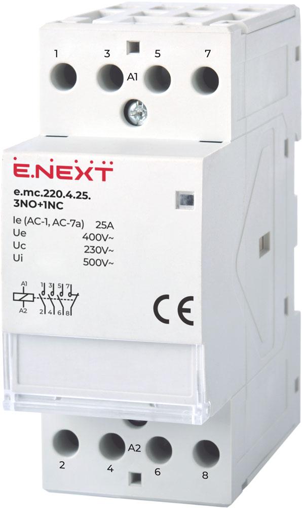 контактор e.mc.220.4.25.3NO+1NC, 4р, 25А, 3NO+1NC, 220 В, фото 1