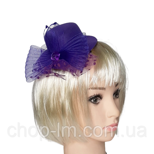 Капелюшок вечірня "Бант" (фіолетовий, бузковий)