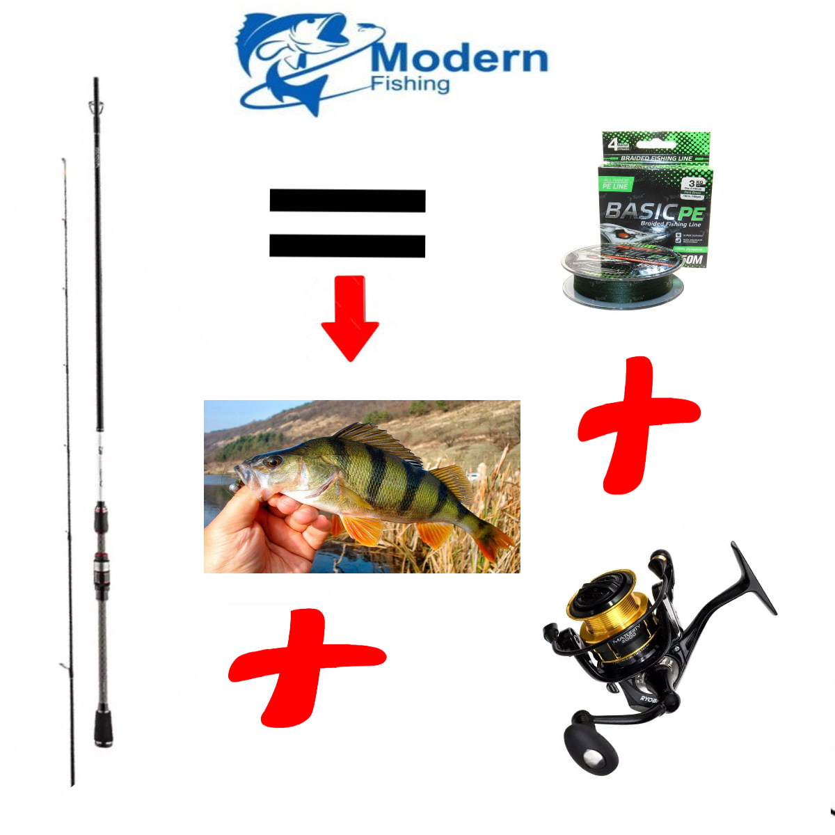 Набір для лову окуня, Спінінг Daiwa Silver Creekr+Катушка Ryobi Maturity 1000+Шнур Select Basic PE, фото 1