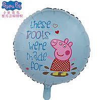 Фольгированный шар 18 круг Свинка Пеппа в платье в горох (Китай)