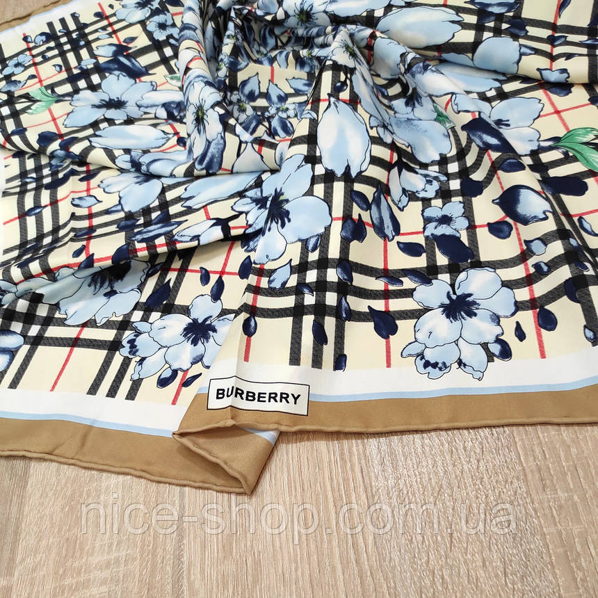 Хустка Burberry шовкова з ручною підшивкою, фото 1