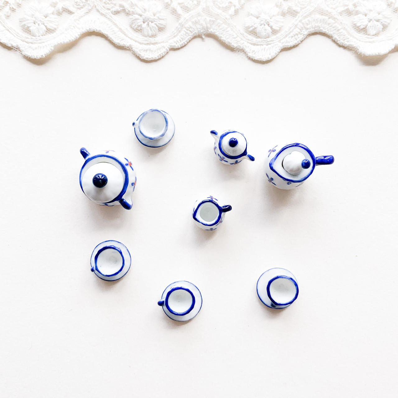 Мініатюра набір керамічного посуду Синій Орнамент, фото 1