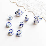 Мініатюра набір керамічного посуду Синій Орнамент, фото 2