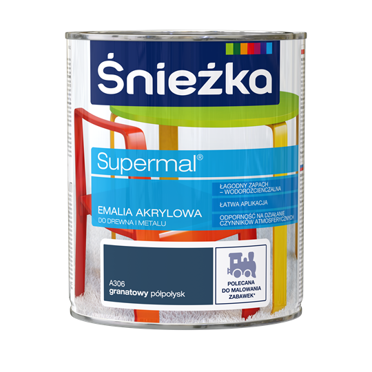 Емаль акрилова Снєжка SUPERMAL СИНІЙ ТЕМНО (напівгл) А306 0,8л PL