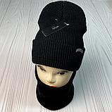 М 91060 Комплект чоловічий-підлітковий шапка будиночок "BROOKLYN" і снуд, розмір універсальний, різні кольори, фото 5