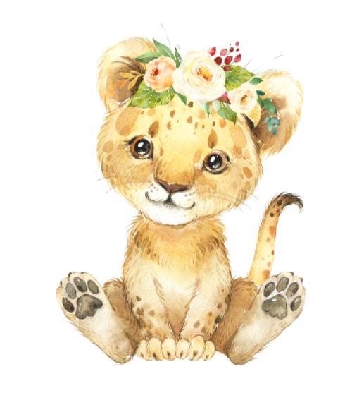 Наклейка для ростової фігури "Левеня дівчинка в віночку" 80х58 см/інтер'єрна наклейка (без обрізу по контуру)