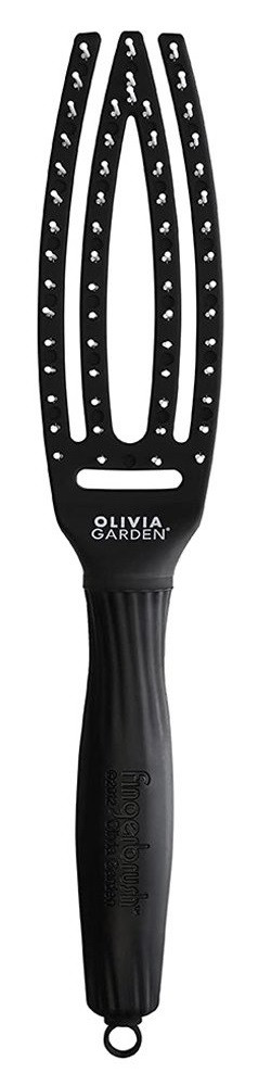 Щітка гребінець для укладання волосся тунельна вигнута Olivia Garden Finger Brush чотири ряди