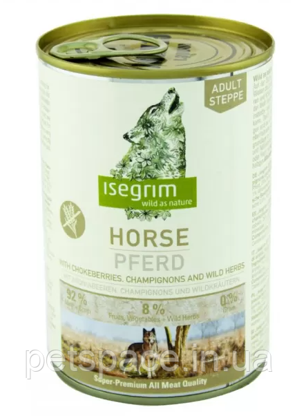 Консерви Isegrim Adult Horse (для собак з кониною, горобиною, грибами та травами) 400г, фото 1