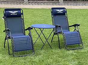 Шезлонги комплект 2 шт. Bonro 160 см чорний лежак + столик + підсклянник