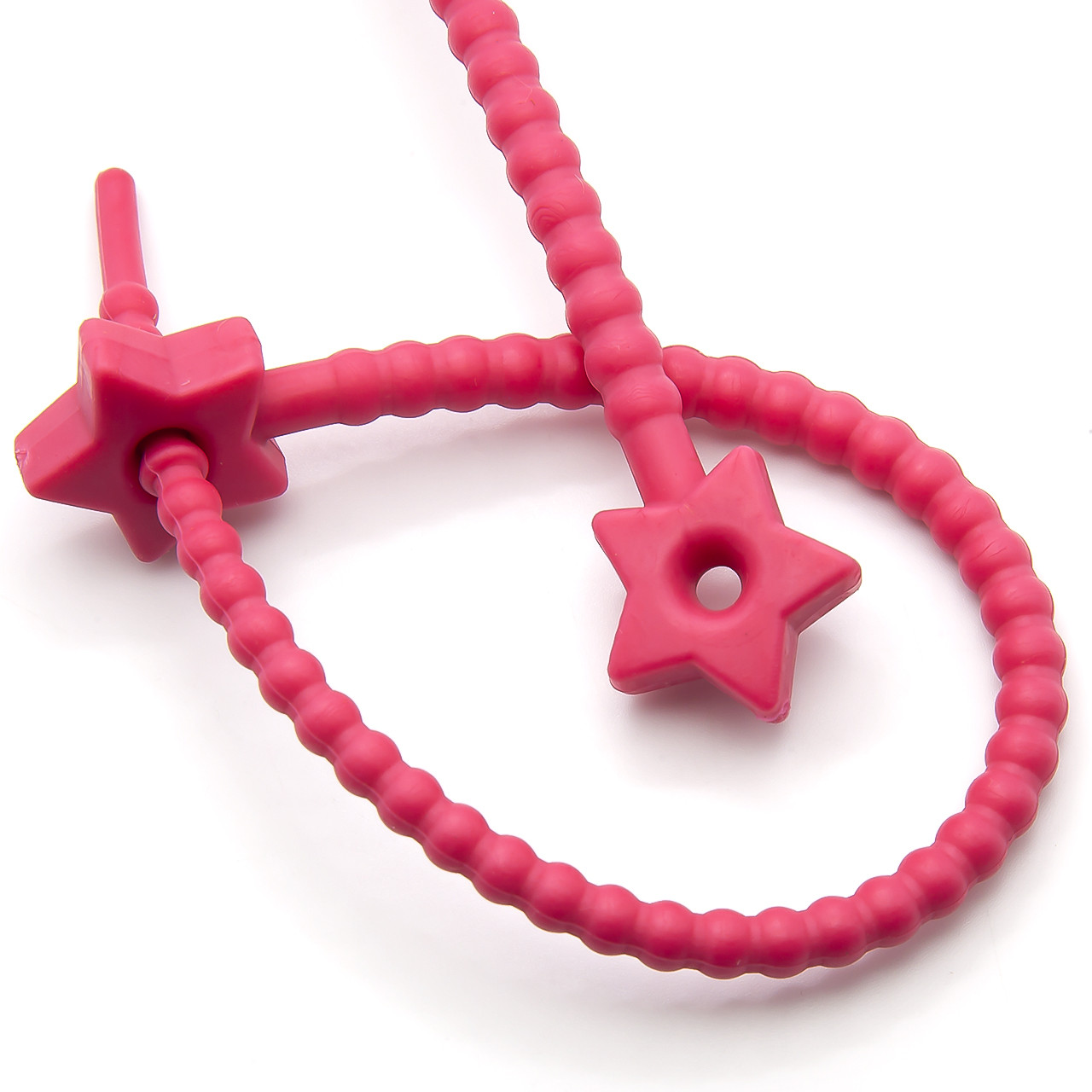 Стяжка силіконова Зірочка зі стопом 20 см Рожевий, фото 1