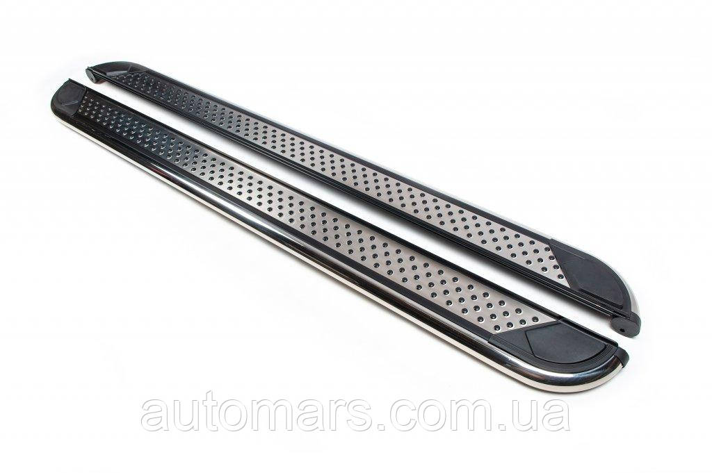 Бокові пороги Maydos V2 (2 шт., алюміній -2025 нерж) для Mitsubishi Outlander 2006-2012 рр, фото 1