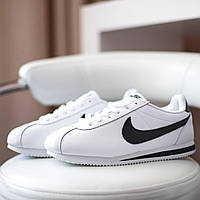 Кроссовки Cortez Белые с черным, крос, обувь, взуття, sneakers, шузы, Cortez Белые с черным 46