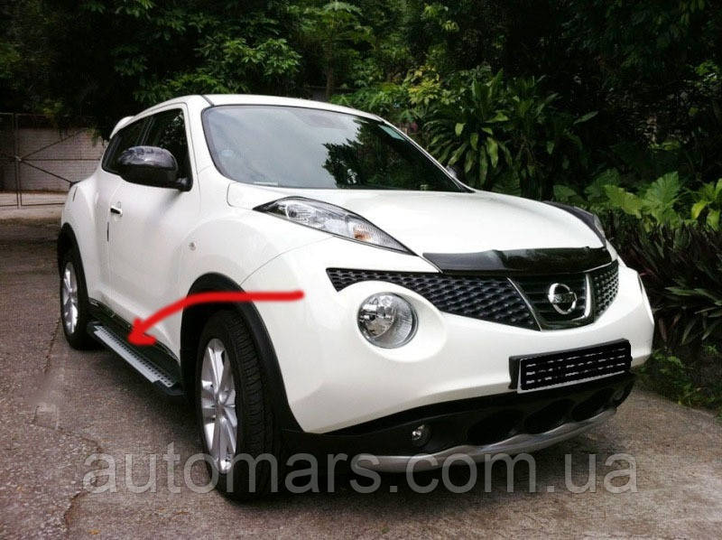 Бокові пороги Allmond Grey (2 шт., алюм.) для Nissan Juke 2010-2019 рр