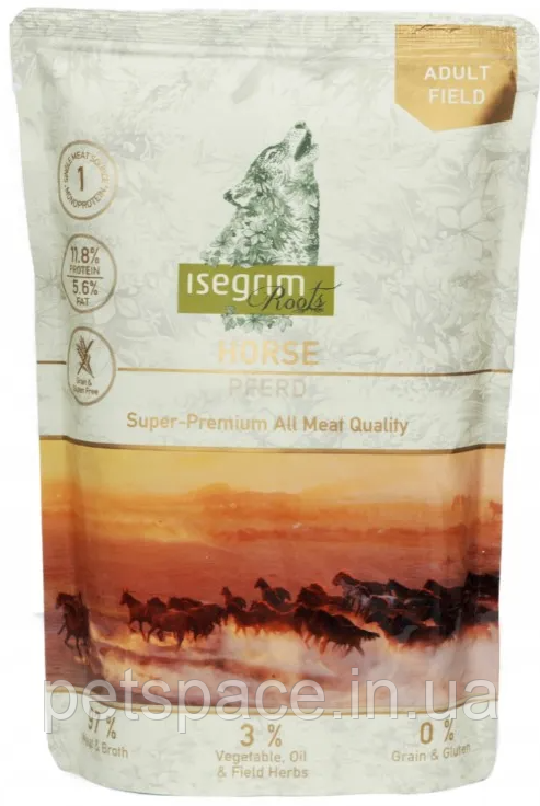Вологий корм Isegrim Horse (для собак, монопротеїновий з кониною, овочами та травами ) 410г, фото 1