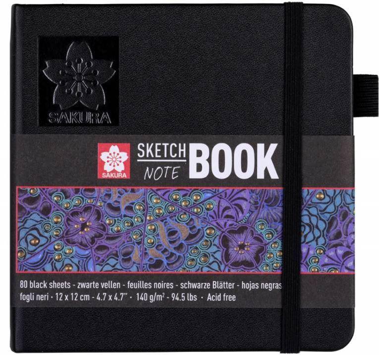 Блокнот для начерків 12*12 см Sakura Sketch 140 г/м 80 л, блок чорний 941402, фото 1