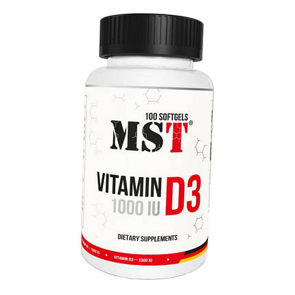 Вітамін Д3 MST Vitamin D3 1000 IU 25 mcg 100 капсул, фото 1