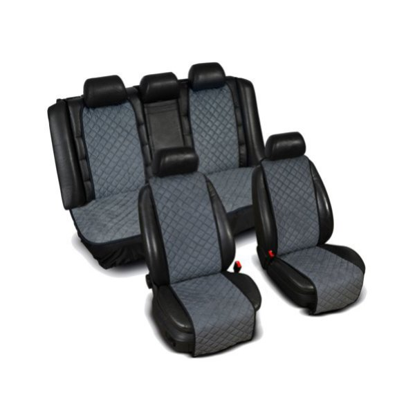 Накидки сидінь на флісі "Алькантара" сірі, комплект перед+зад "PREMIUM", фото 1