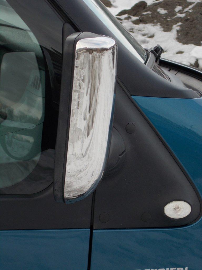 Накладки на зеркала (2 шт) Carmos - Хромированный пластик для Ford Transit 2000-2014 гг - фото 5 - id-p1891188915