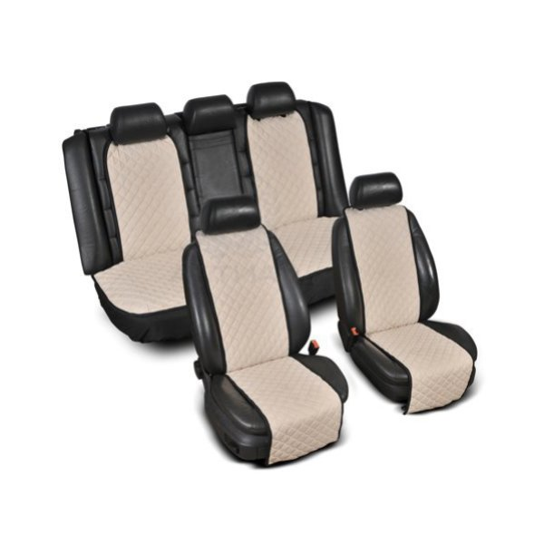 Накидки сидінь на флісі "Алькантара" слонова кістка, комплект перед+зад "PREMIUM", фото 1