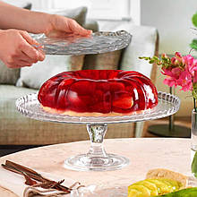 Скляна тортівниця на ніжці 32 см Бортики ВВЕРХ Pasabahce Патісерія (95117)