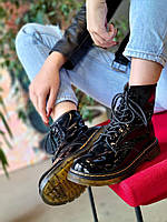 Женские ботинки Dr.Martens , кожа, черный , лаковые