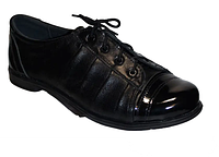 Туфли женские кожаные с лаковым носком на шнурках без каблука цвет черный 39 36-41 изготовление на заказ осень