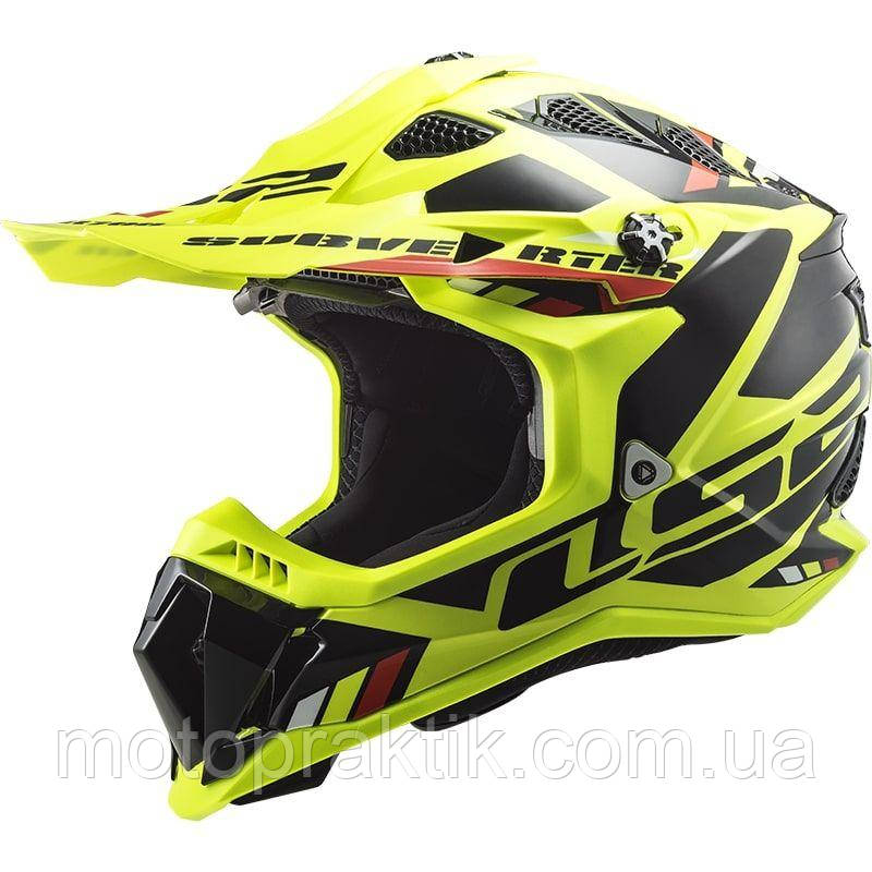 LS2 MX470 Subverter Evo Stomp Hi-Vis Yellow Black, XS Мотошолом кросовий