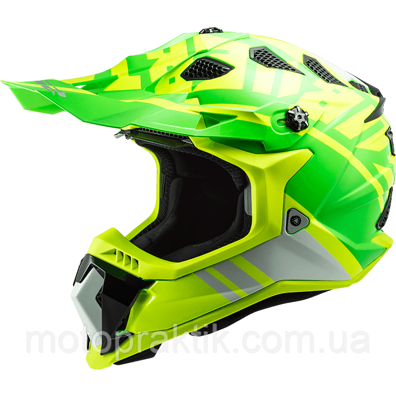 LS2 MX470 Subverter Evo Gammax Hi-Vis Yellow Green, L Мотошолом кросовий