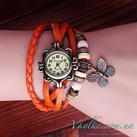 Жіночі годинники Viser з метеликом помаранчеві