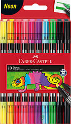 Фломастери двосторонні Faber-Castell Double-ended Fibre tip NEON,10 кольорів, 151109