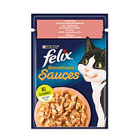 Felix Sensations Sauces влажный корм для котов с лососем и креветками в соусе, 85 г Акция