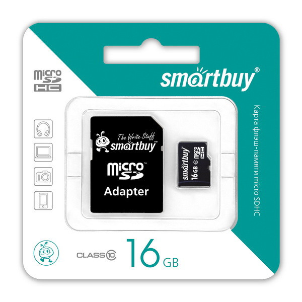 Карта пам'яті Smartbuy microSD 16 GB Class 10+adapter