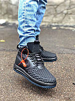 Чоловічі кросівки Lunar Force 1 Duckboot 17 Black з синьою підошвою (резина, текстиль, -20*С) | демісезон