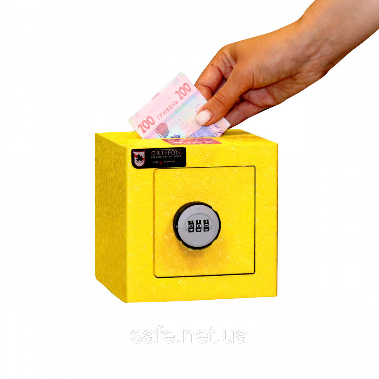 Сейф-скарбничка для дітей LS.15.C YELLOW (ВxШxГ:150x150x150), сейф дитячий з механічним кодовим замком