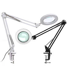 Лампа лупа FS-055 косметична з лінзою на струбціні, 12 Вт.