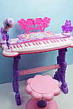 Дитячий піаніно-синтезатор 6618 на ніжках зі стільчиком (Рожеве) від батарейок і мережі, MP3, фото 2