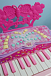 Дитячий піаніно-синтезатор 6618 на ніжках зі стільчиком (Рожеве) від батарейок і мережі, MP3, фото 4