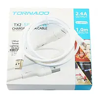 USB кабель Tornado TX2 Lightning (2,4A/1м)- білий