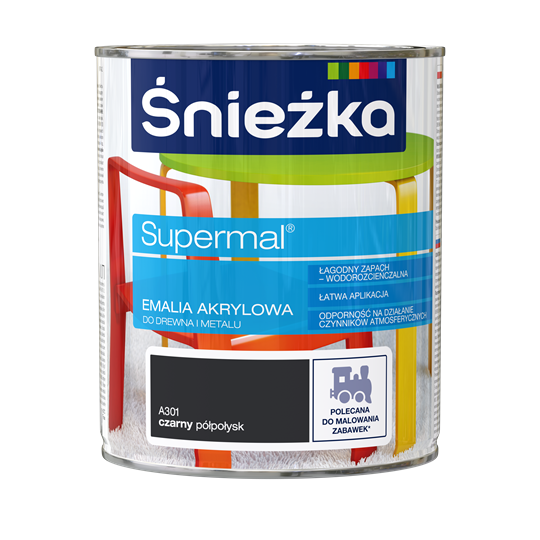 Емаль акрилова Снєжка SUPERMAL ЧОРНИЙ (напівгл) А 301 0,8л PL
