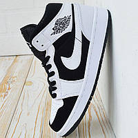 Кроссовки N-ike Air Jordan, кожа Белые с черным