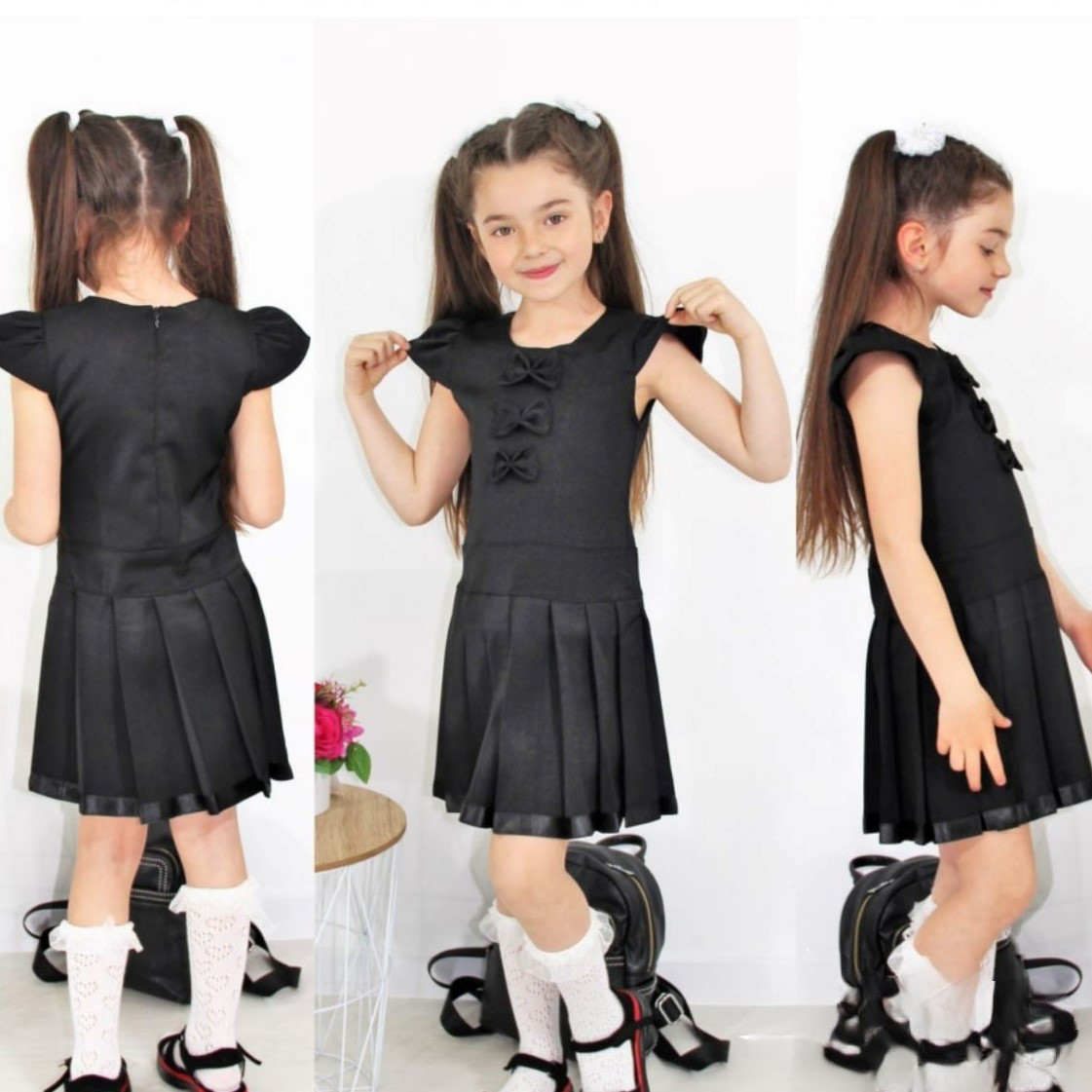 Сарафан для дівчинки Шкільна дитяча форма вік від 6 до 13 років чорного кольору