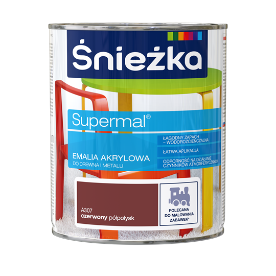 Емаль акрилова Снєжка SUPERMAL ЧЕРВОНИЙ напівглянцевий А307 0,8л PL