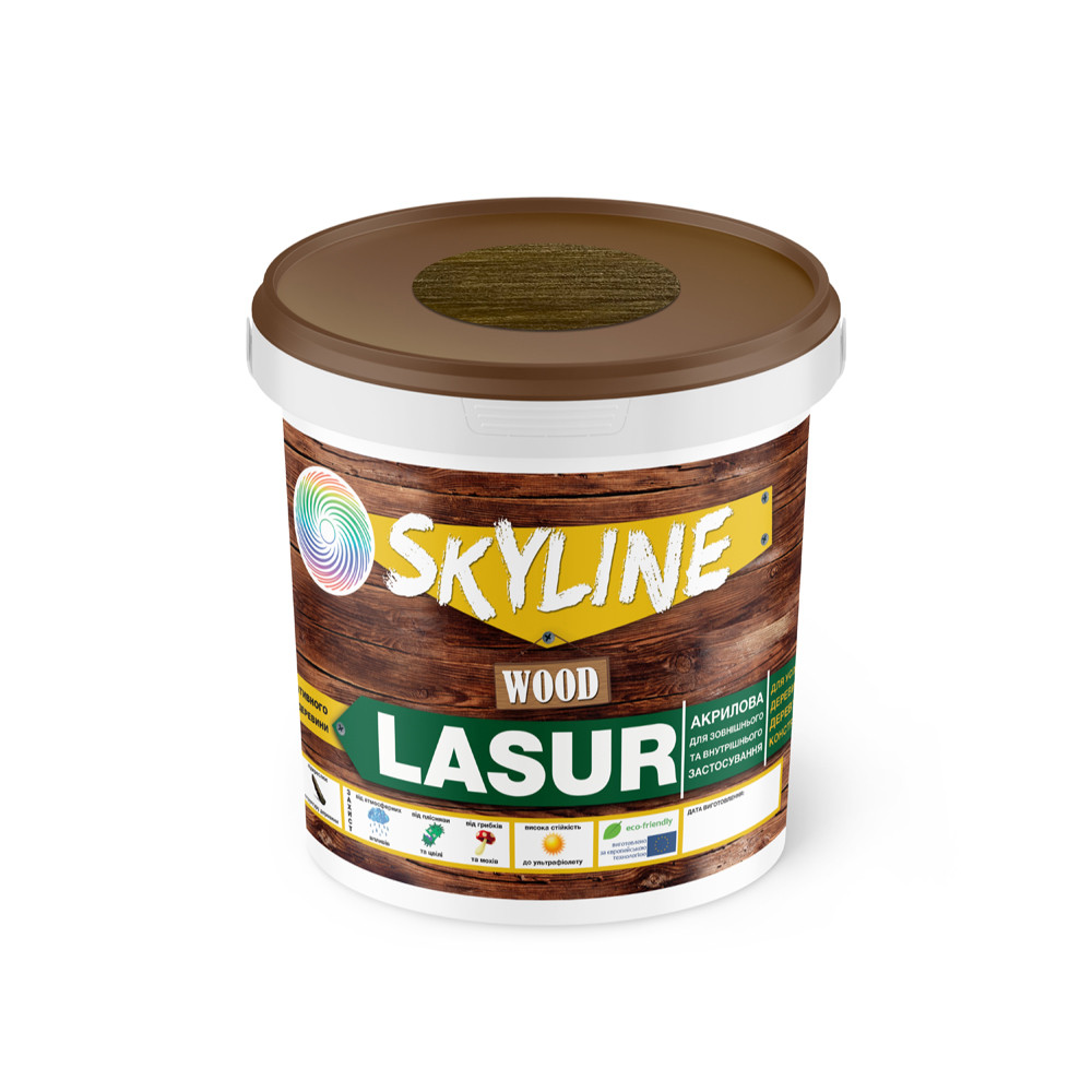 Лазур декоративно-захисна для обробки дерева LASUR Wood SkyLine Горіх 0.4 л