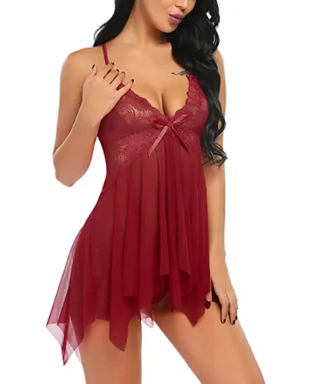 Нічна сорочка пеньюар із ніжними візерунками на бюстьє   XS  S  M   L XL розмір (фр), фото 1