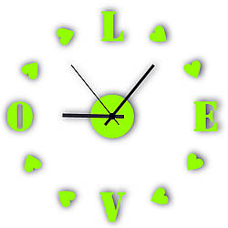 Настінні 3D годинники DIY Clock 80-100 см Love світяться у темряві