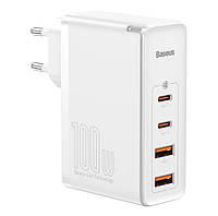 Сетевое зарядное устройство Baseus GaN2 Pro (2xUSB, 2xType-C, 100W, быстрая зарядка, 20V/5A, EU) - Белый