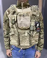 Плитоноска с объемными подсумками, цвет жандарм, система МОЛЛИ, MIKADO, plate carrier molle placard