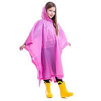 Дощовик дитячий Пончо 120-160см розовый/Всесезонный дождевик для детей
