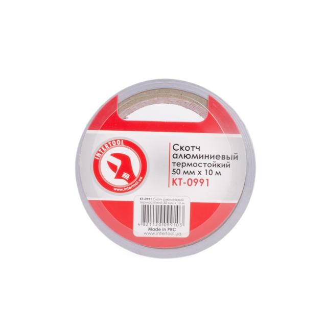 Скотч алюмінієвий термостійкий 50 мм*10 м. INTERTOOL KT-0991