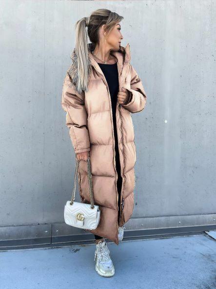 Пуховик Довгий Оверсайз 38-40, 42-44, 46-48, 50-52 (ля1900), фото 1